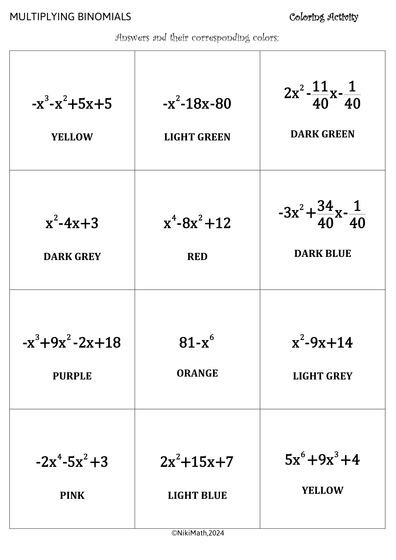 foil method worksheet