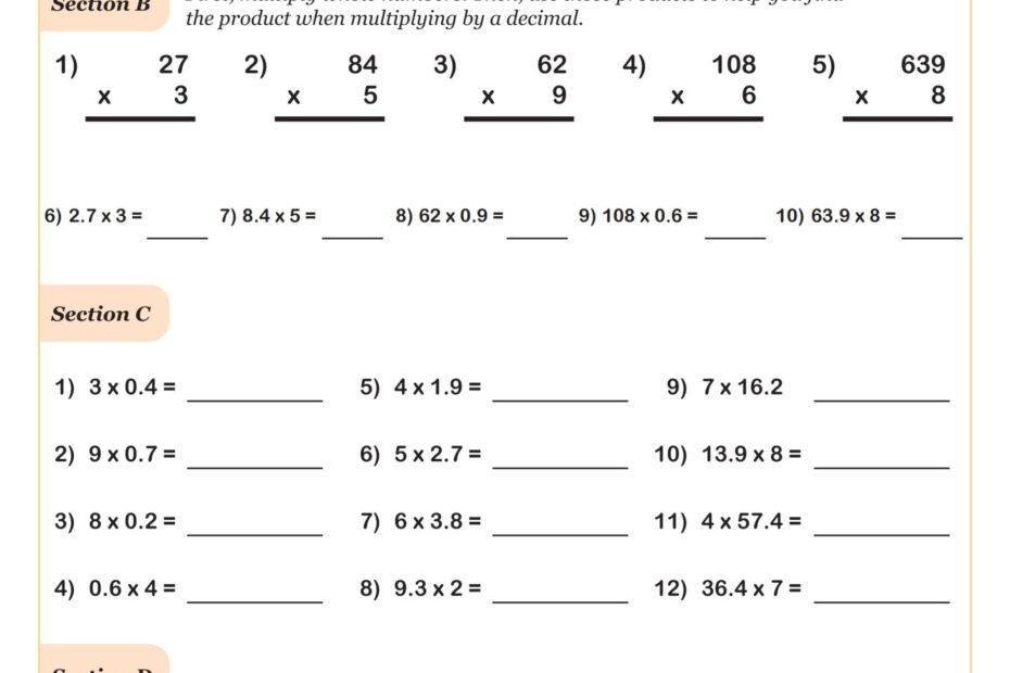 Multiplying Decimals Worksheet PDF Printable Number U0026 Operations Worksheet