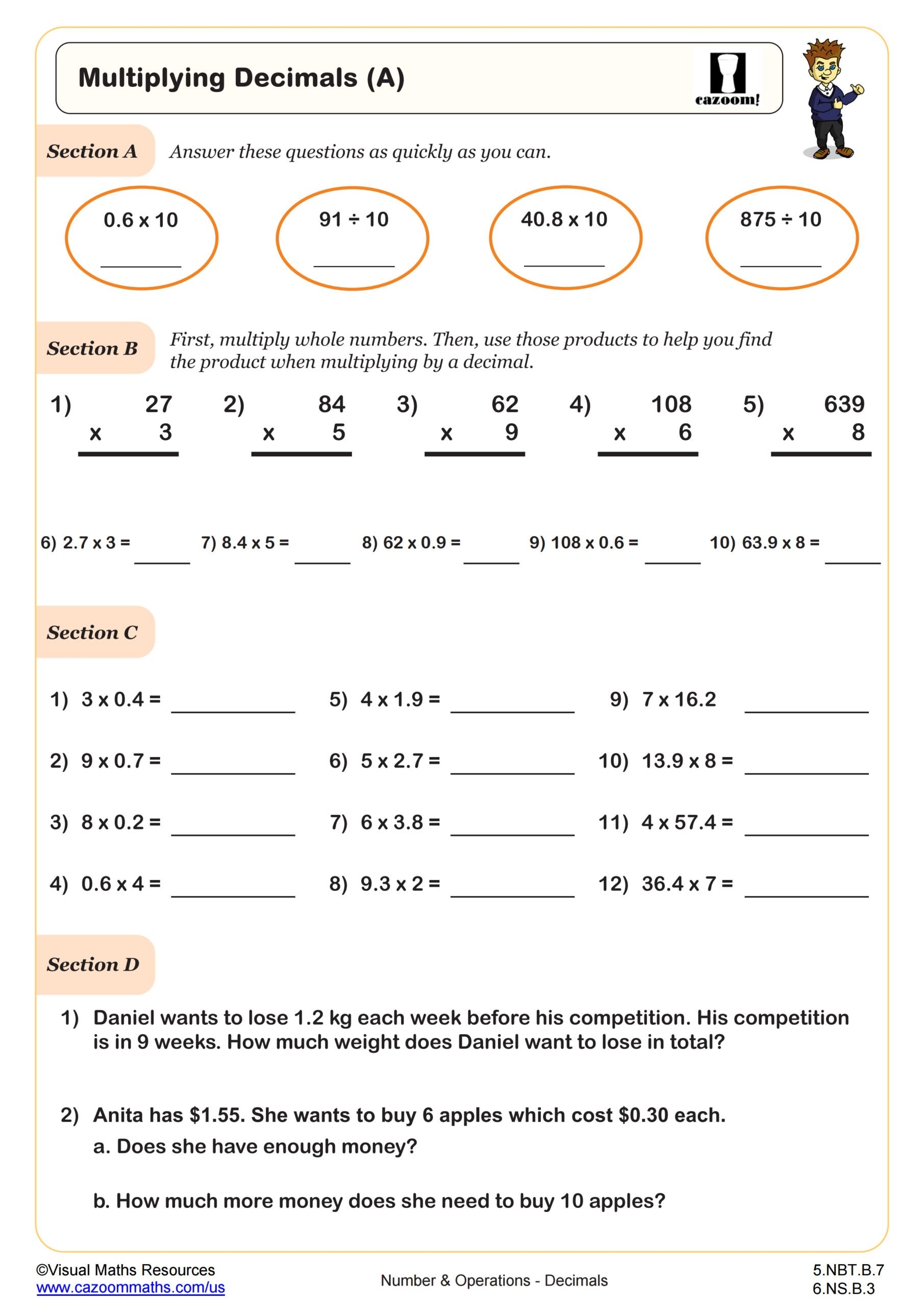 6th grade multiplication worksheets