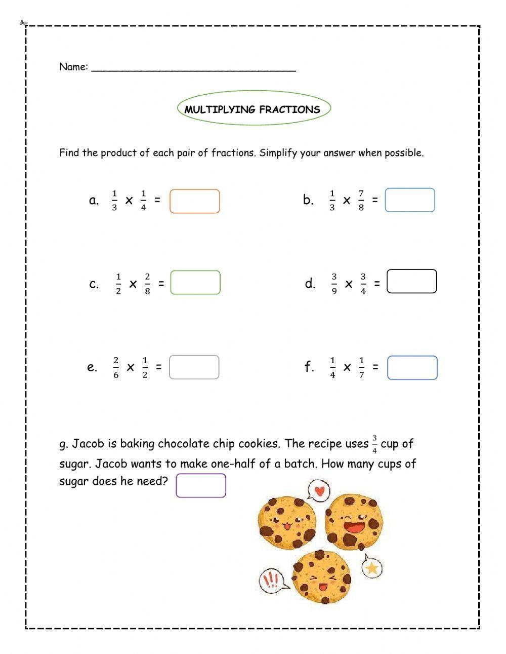 fraction multiplication worksheet