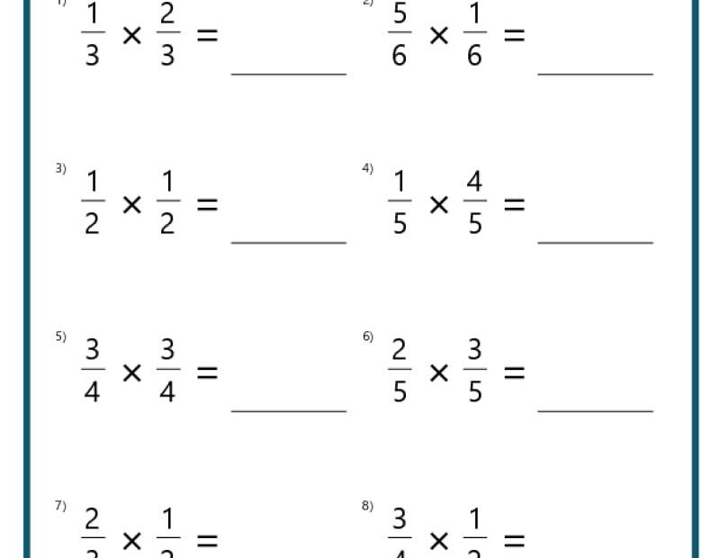 Multiplying Fractions Worksheets