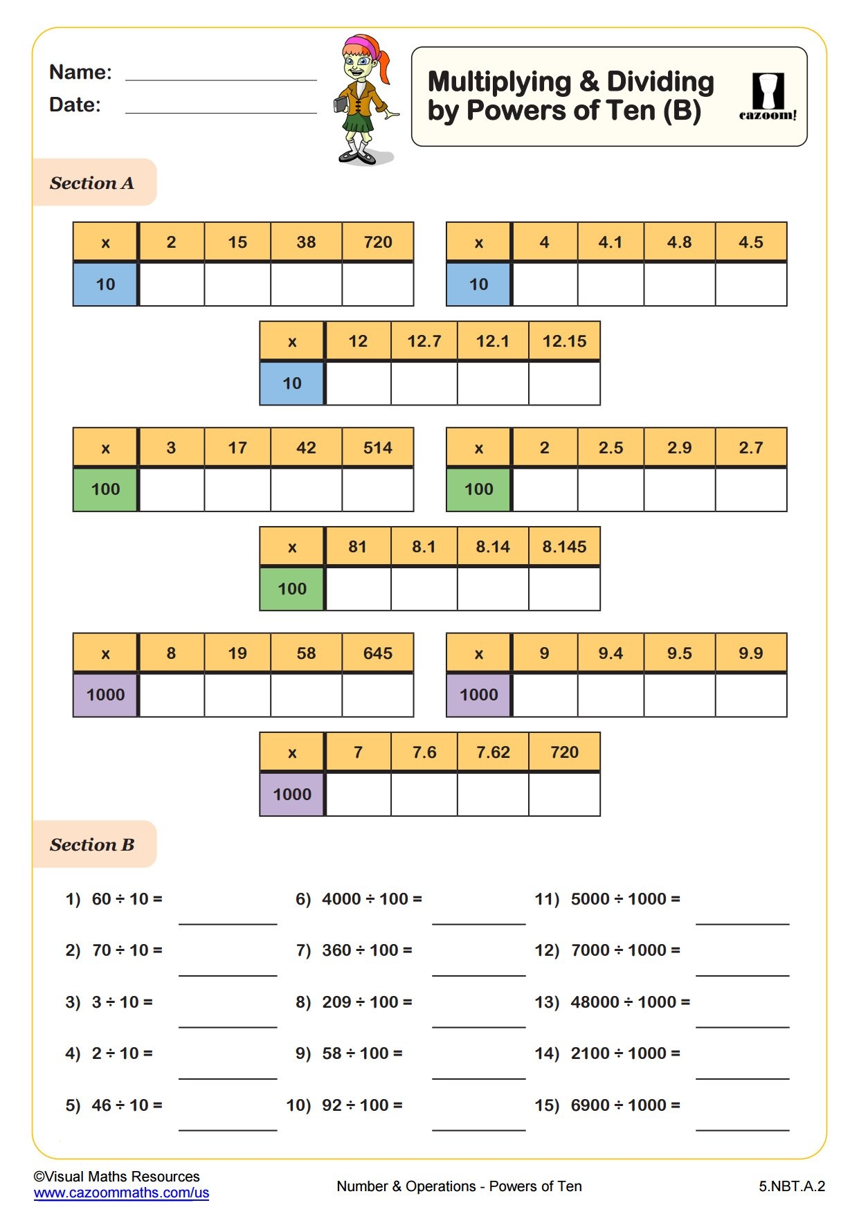 powers of ten worksheet