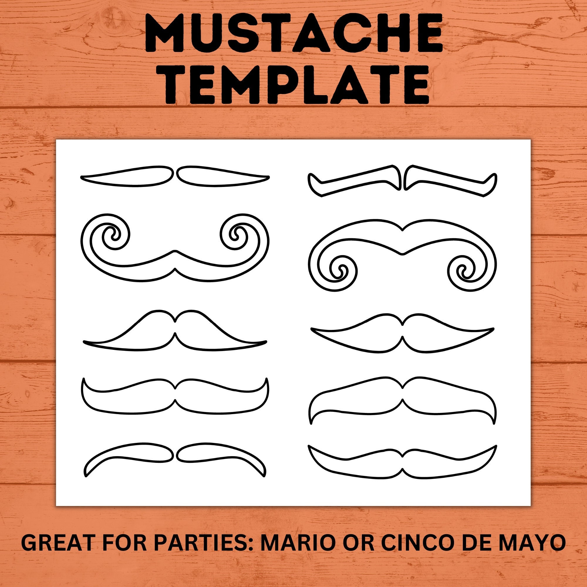 Mustache Template Kids Mustache Craft Mustache Craft Mustache Printable Cinco De Mayo Craft Mario Party Party Craft Kids Craft