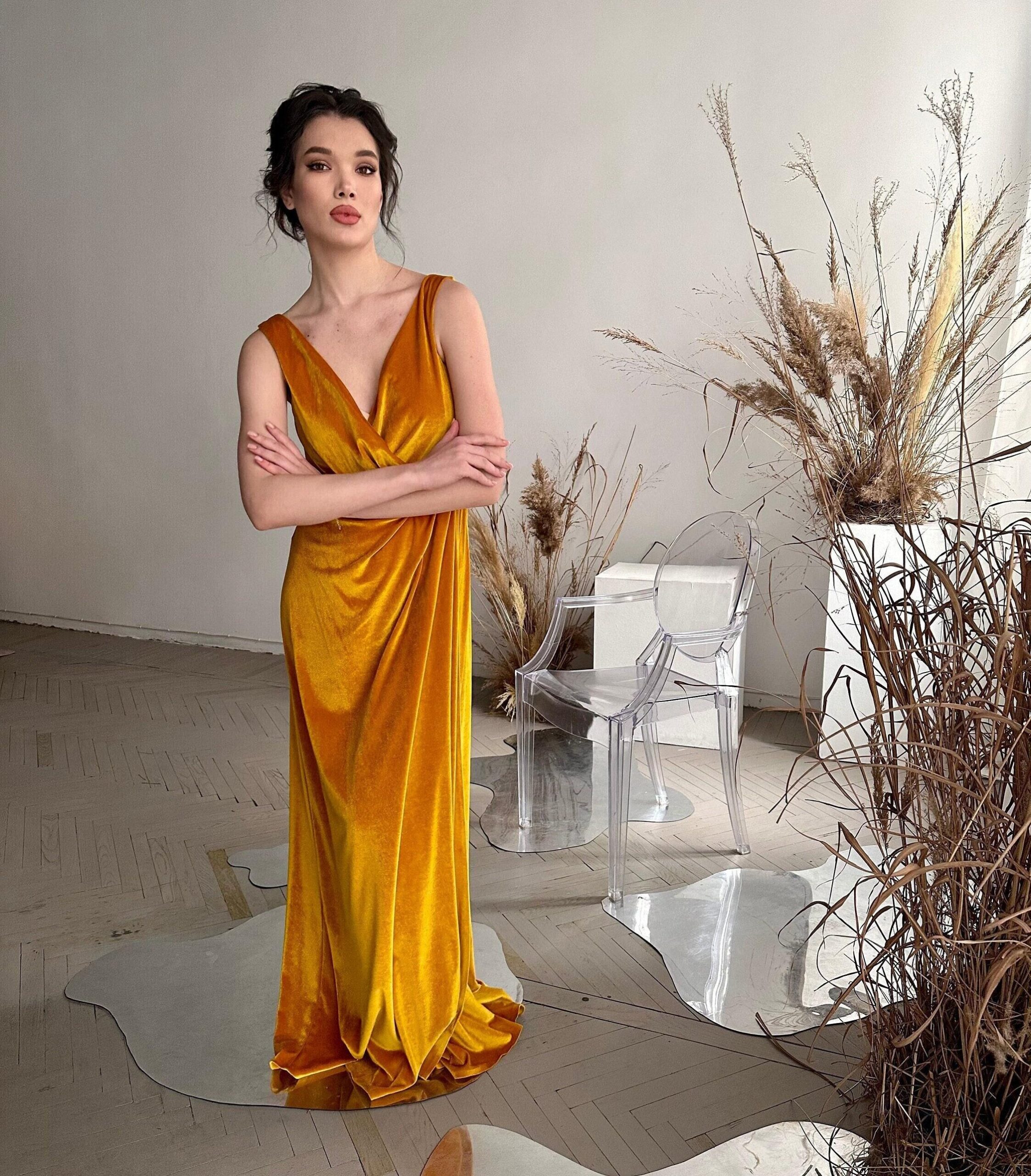 Mustard Dress Plus Size Etsy
