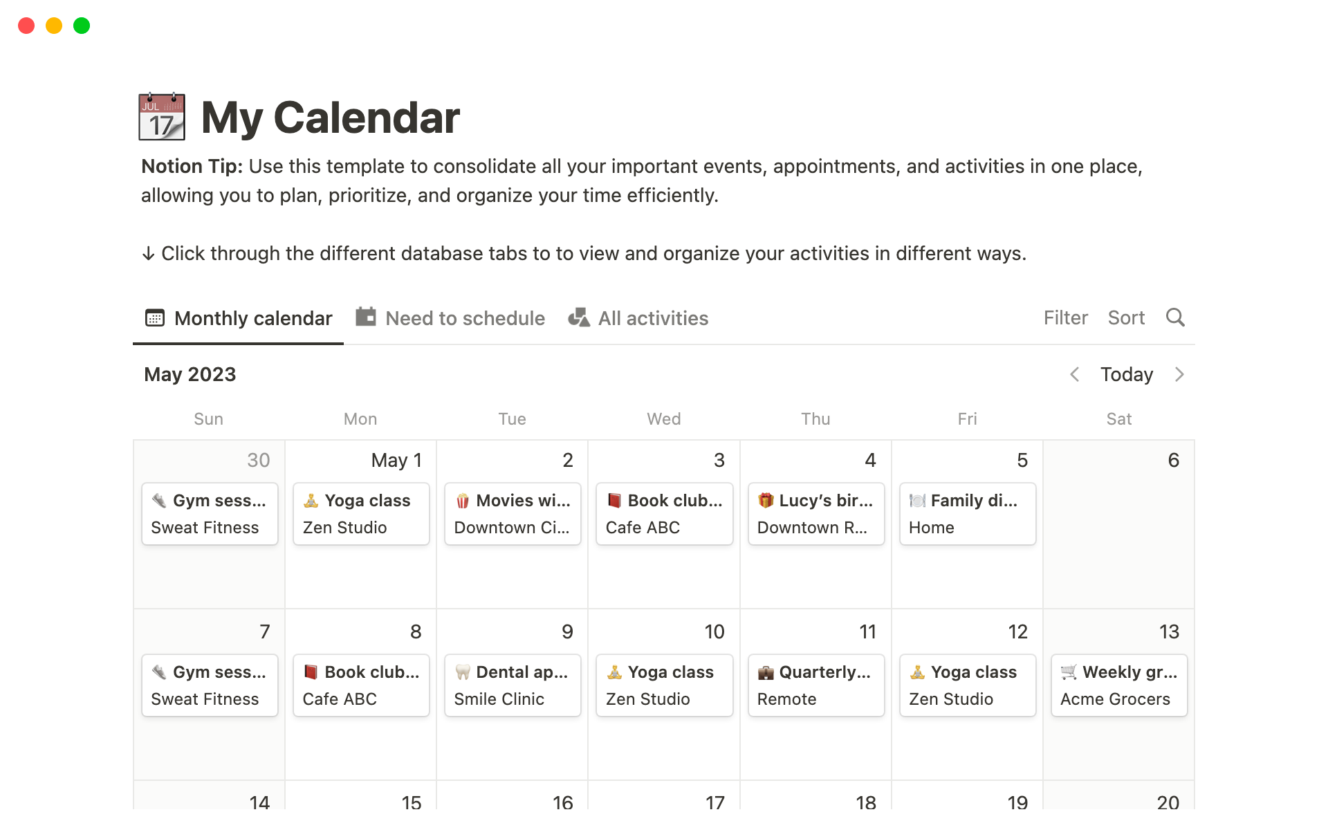 My Calendar Template By Notion Notion Marketplace