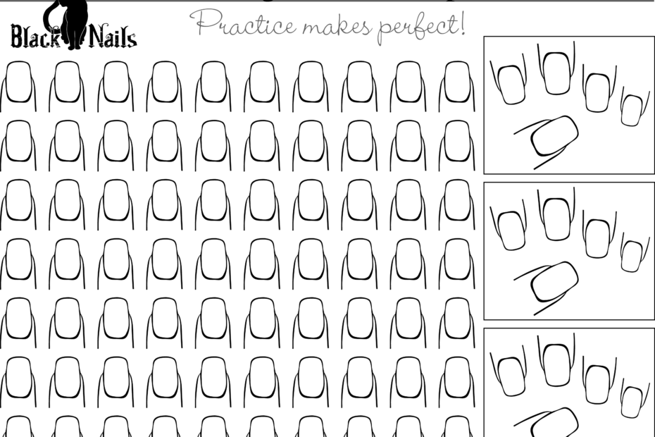 Nail Art Design Practice Templates Or Sheets Black Cat Nails