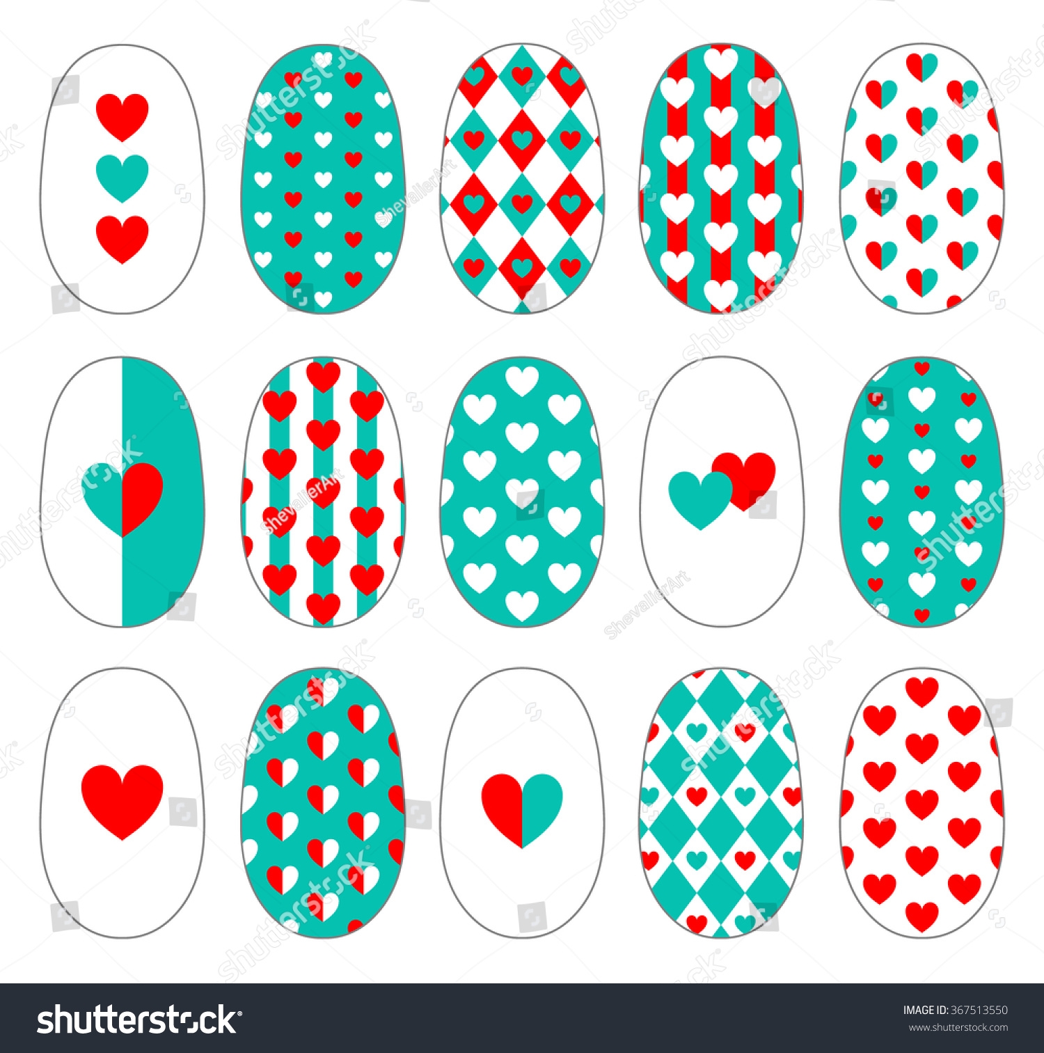 Nail Art Heart Design Templates Manicure Stock Vector Royalty 
