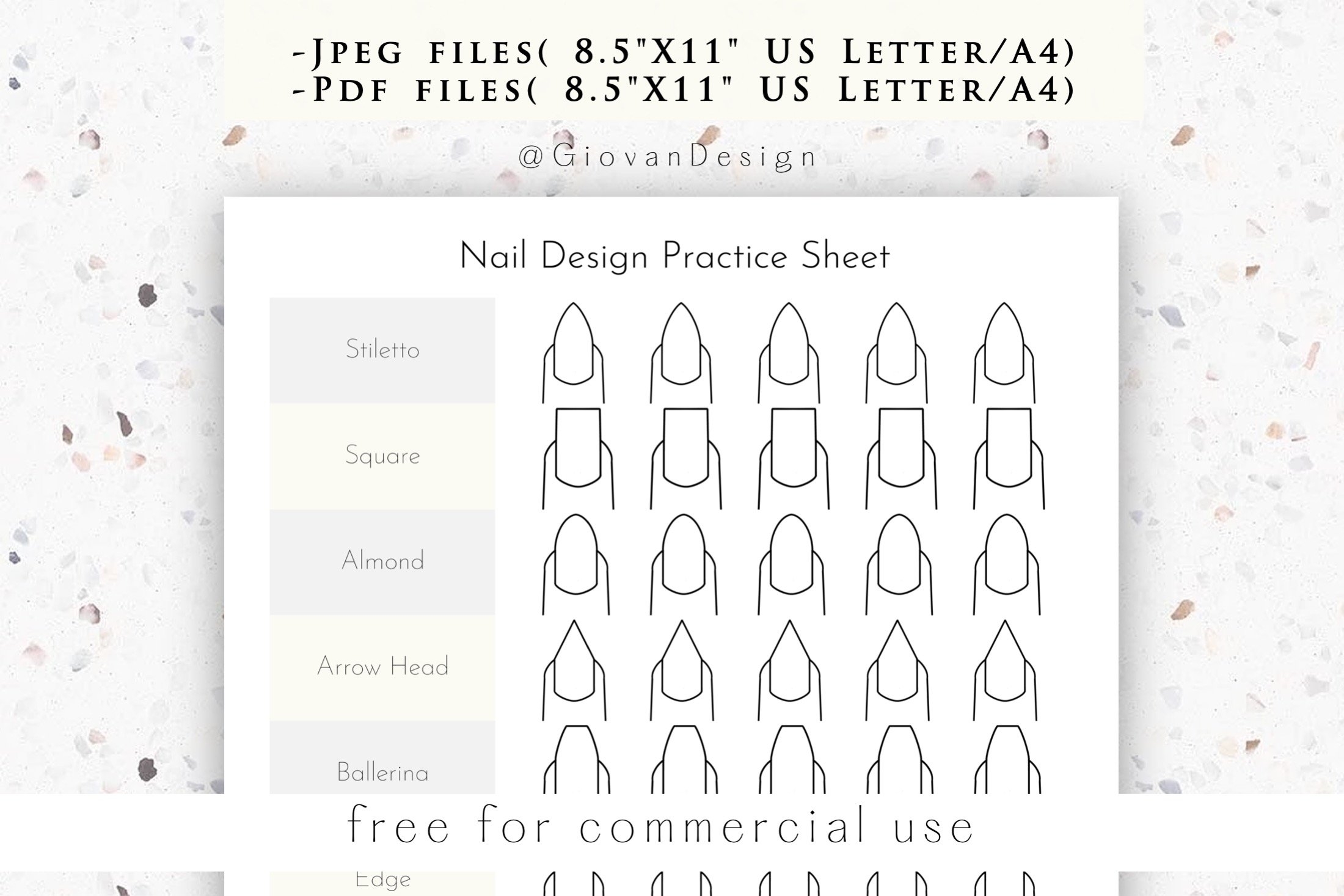 Nail Design Practice Sheet Printable Nail Tech Plan Sheet