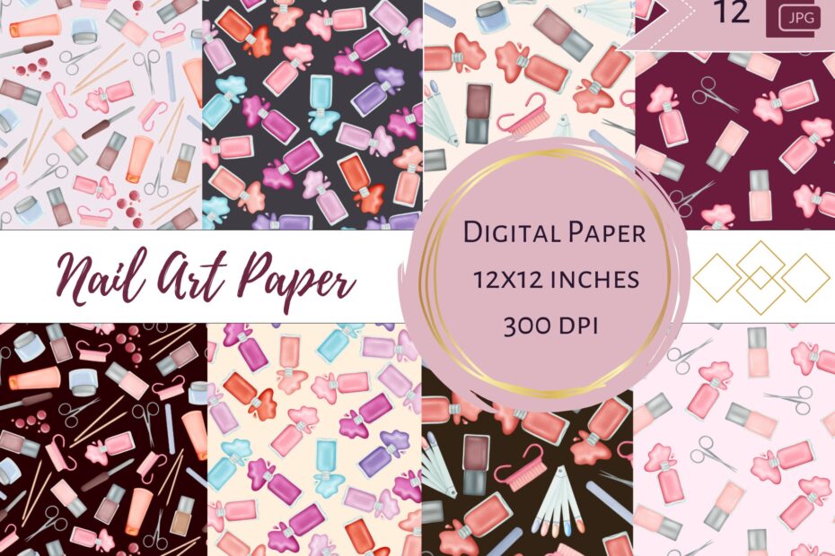 Nail Tools Digital Paper Manicure Background Printable Nails