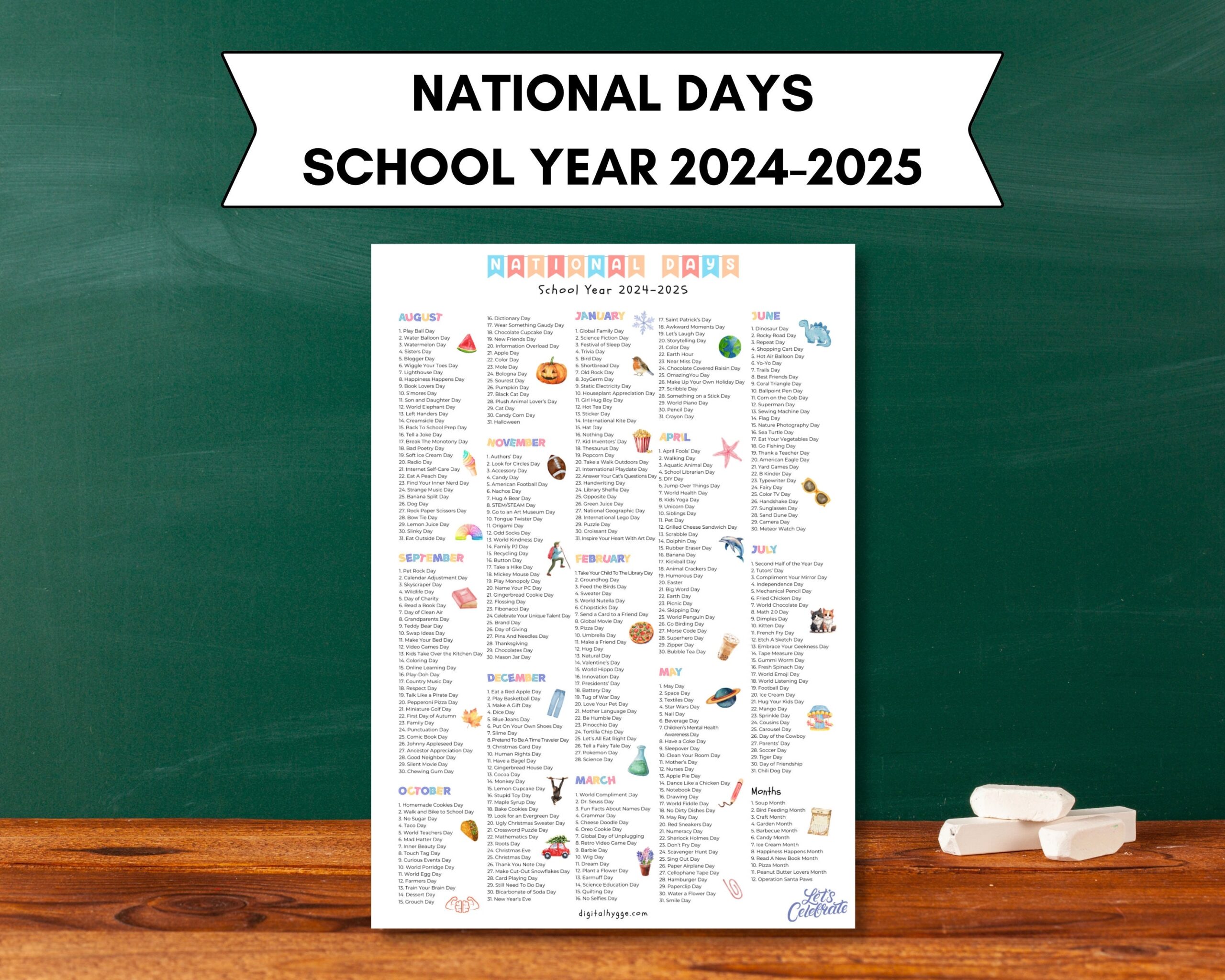 National Days Printable Calendar School Year 2024 2025 National Days For Kids And Teachers 365 Days To Celebrate Fun National Days Etsy UK