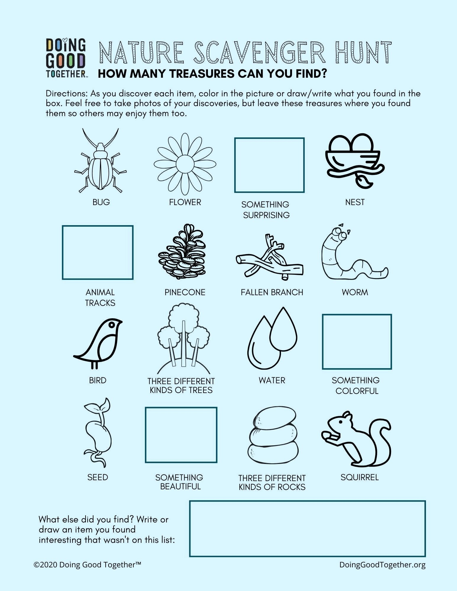 free printable outdoor scavenger hunt