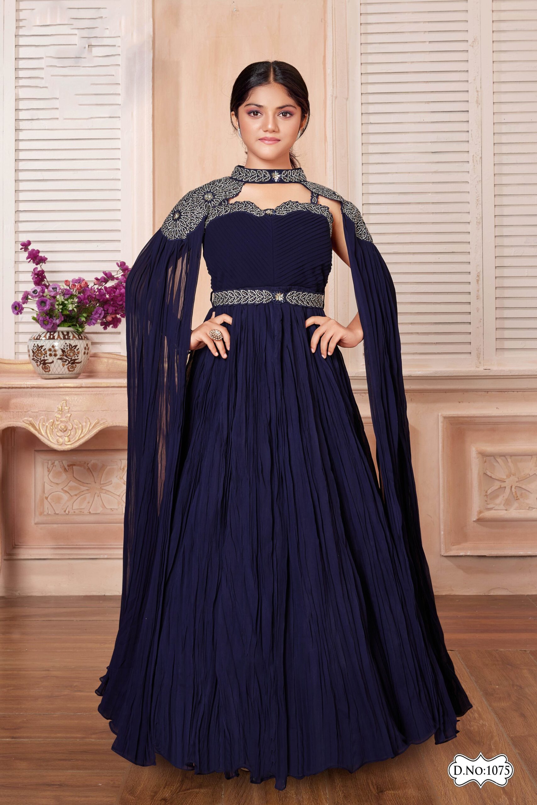 Navy Blue Color Party Wear Designer Gown MY SHOPPY LADIES WEAR