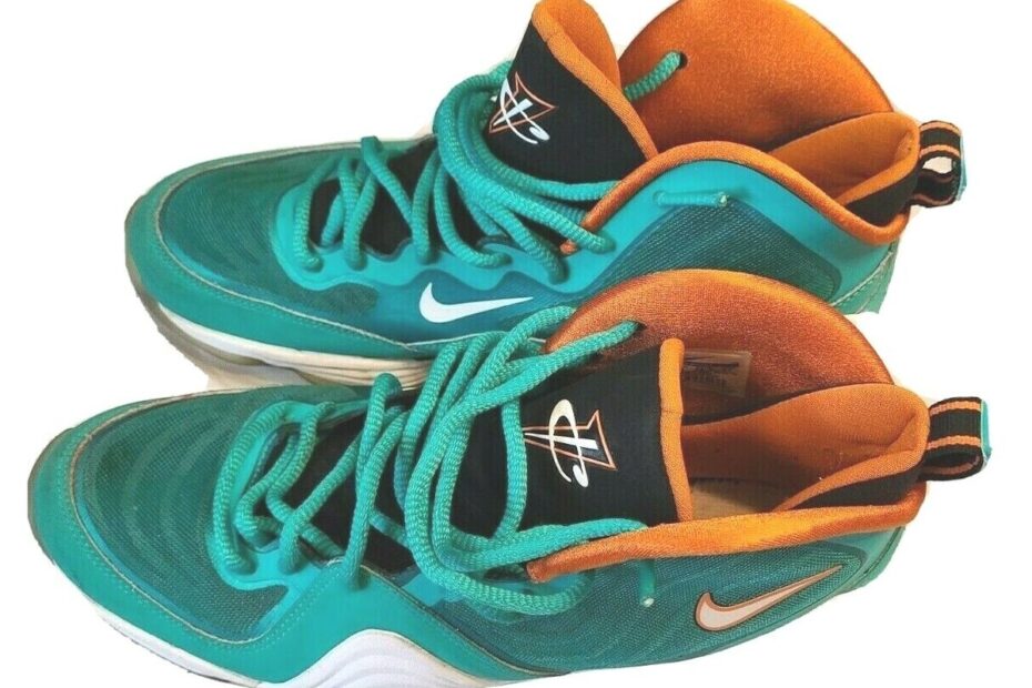 Nike Air Penny 5 Miami Dolphins Colors Basketball Shoes Size 9 6 13 2012 EBay