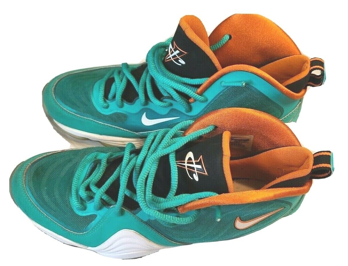 Nike Air Penny 5 Miami Dolphins Colors Basketball Shoes Size 9 6 13 2012 EBay