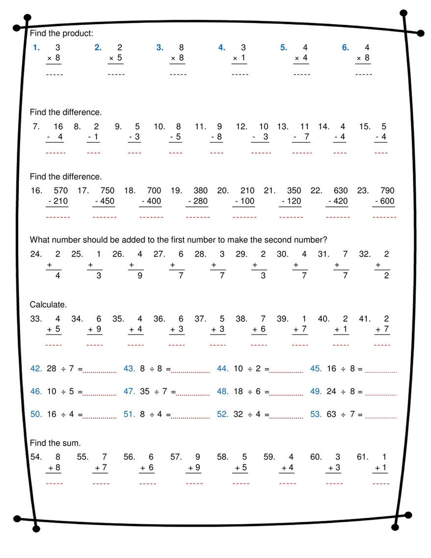 multiplication division worksheets