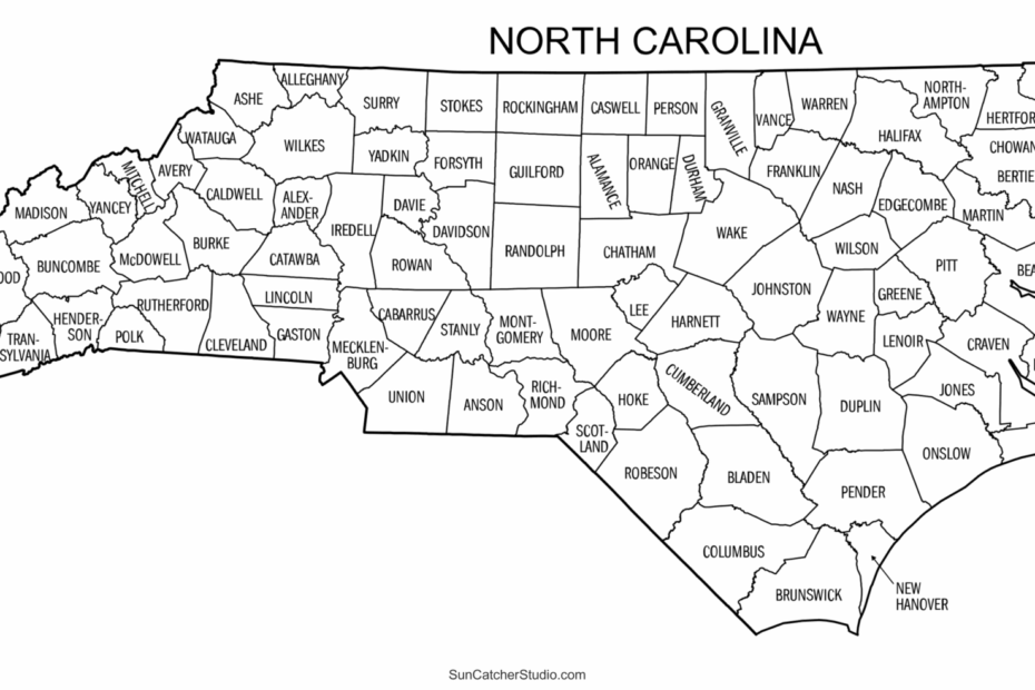 North Carolina County Map Printable State Map With County Lines