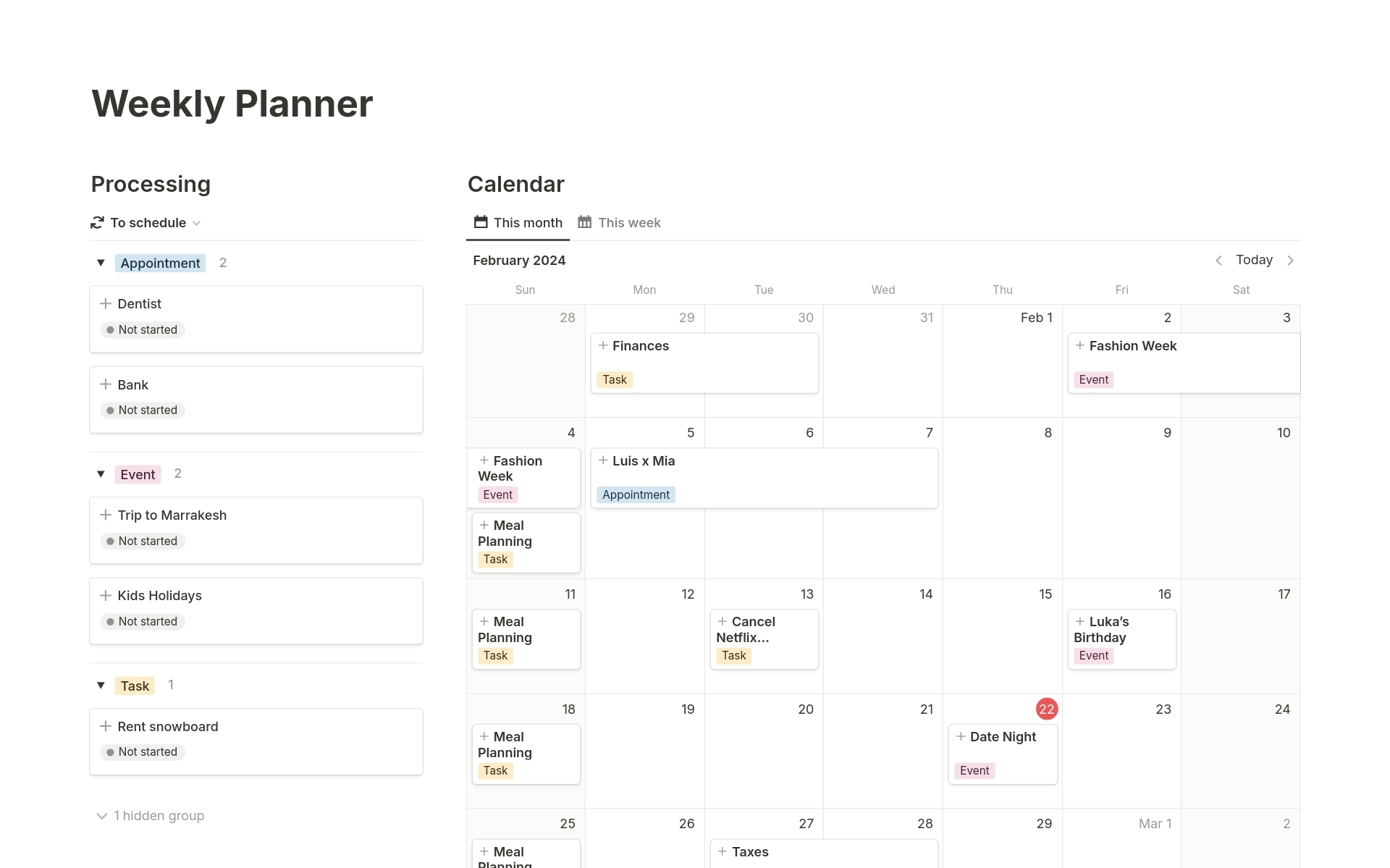 Notion Calendar Weekly Planner Template By Second Brain Notion Marketplace