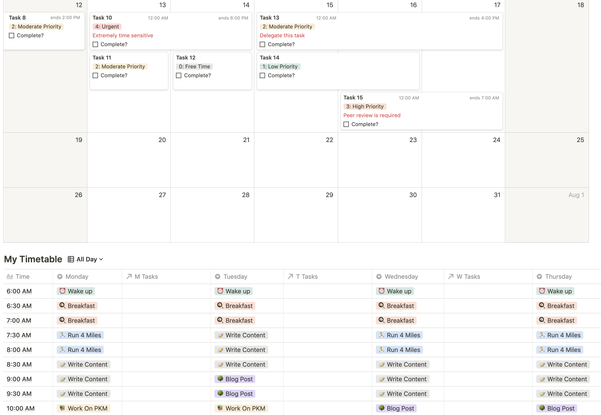 schedule notion template