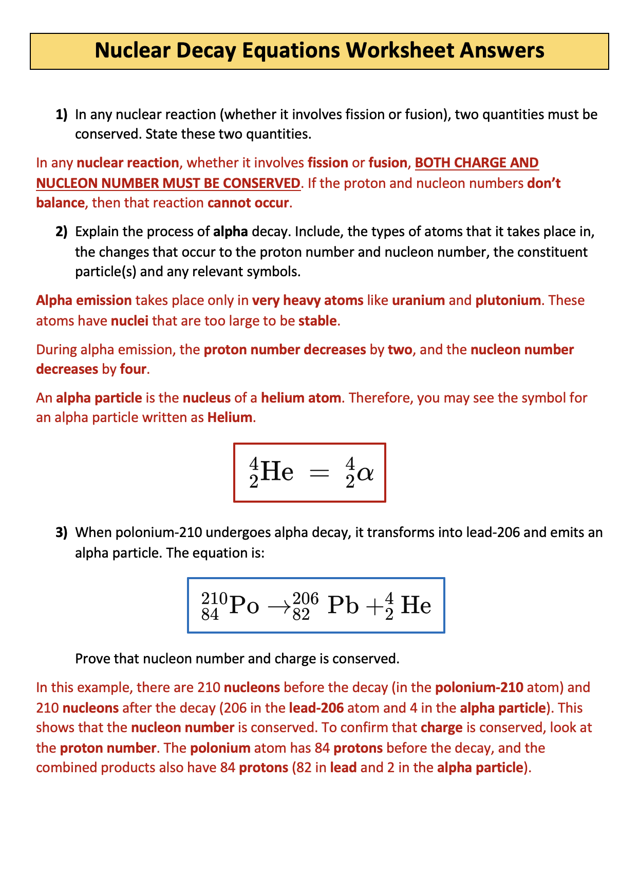 Nuclear Decay Equations Worksheet A Level Physics Teaching Resources