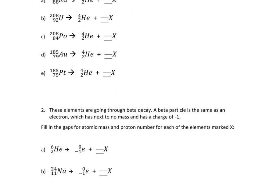 Nuclear Decay Equations Worksheet Live Worksheets Worksheets Library