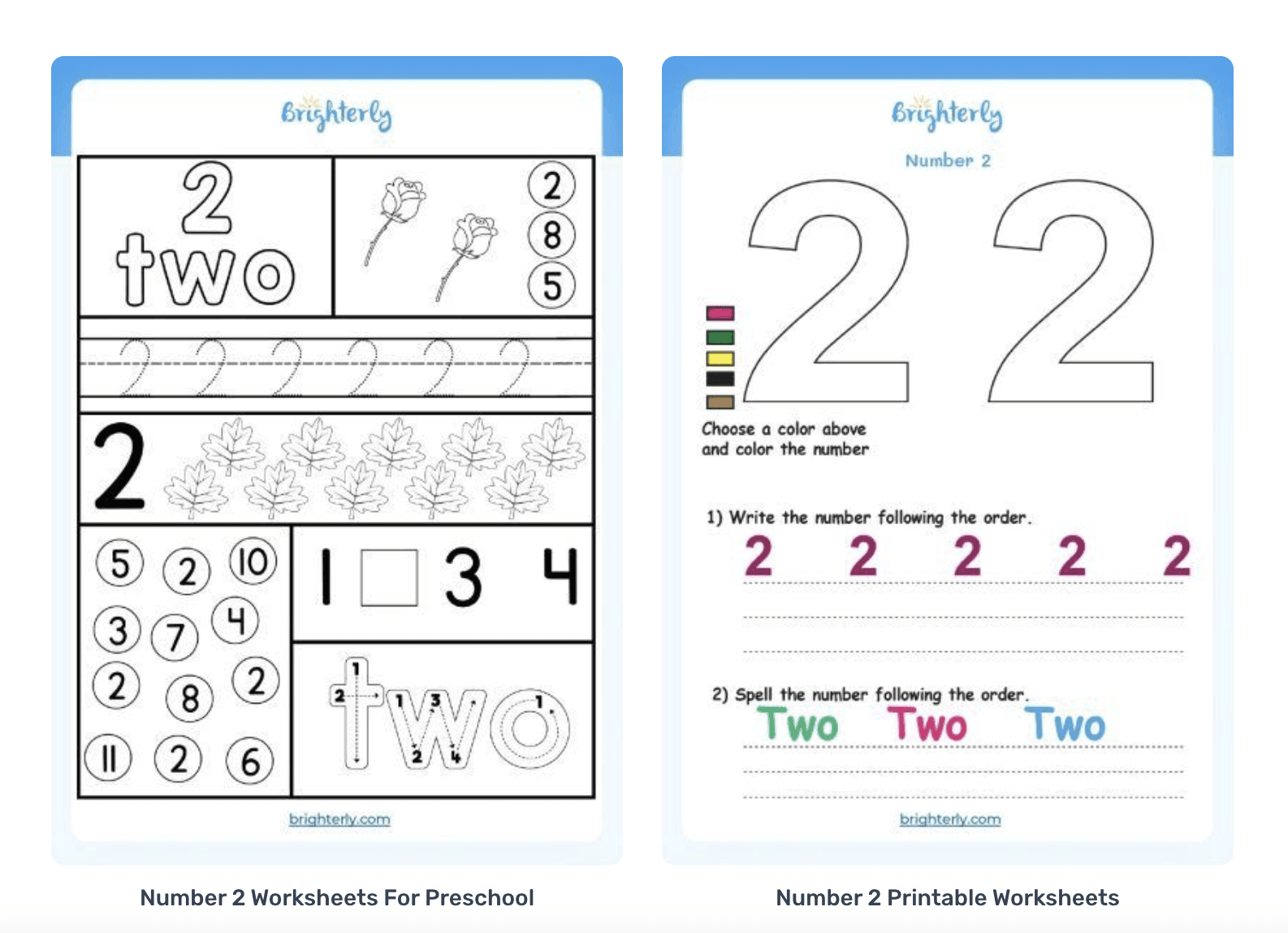 number 2 worksheets for preschoolers