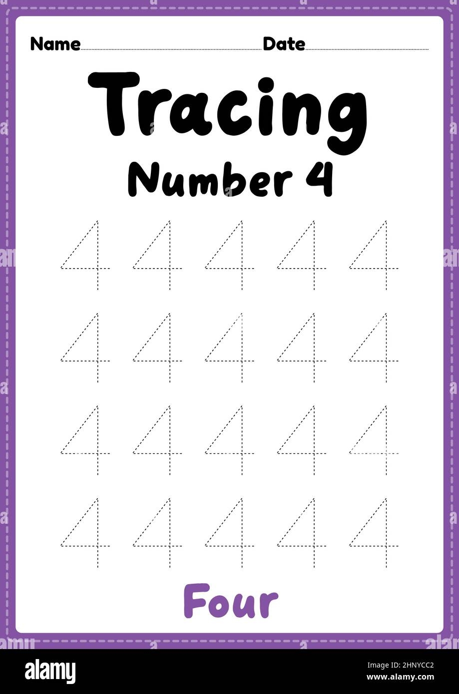 Number 4 Worksheet Hi res Stock Photography And Images Alamy