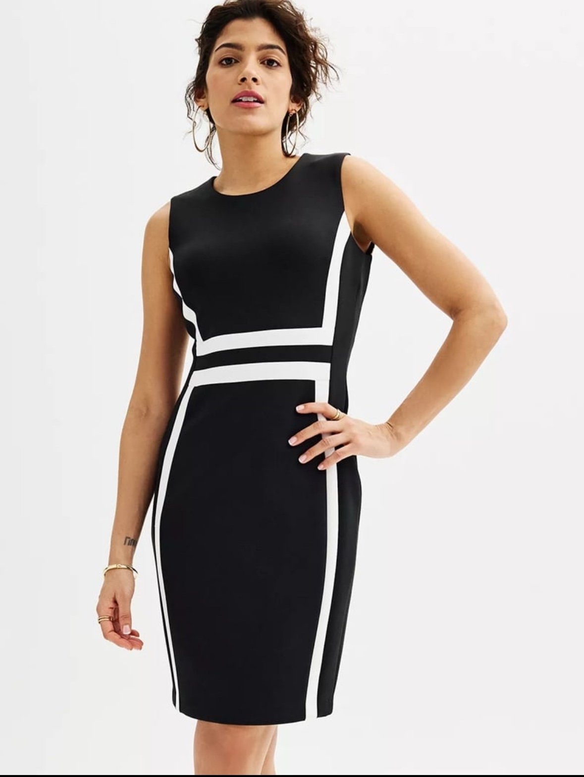 black white color block dress