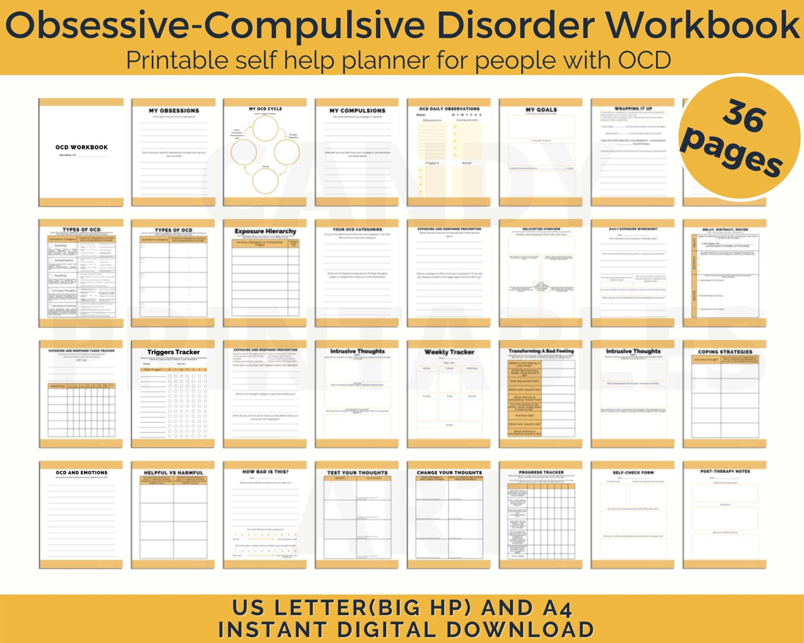 OCD Workbook OCD Therapy Planner Printable Obsessive Compulsive 