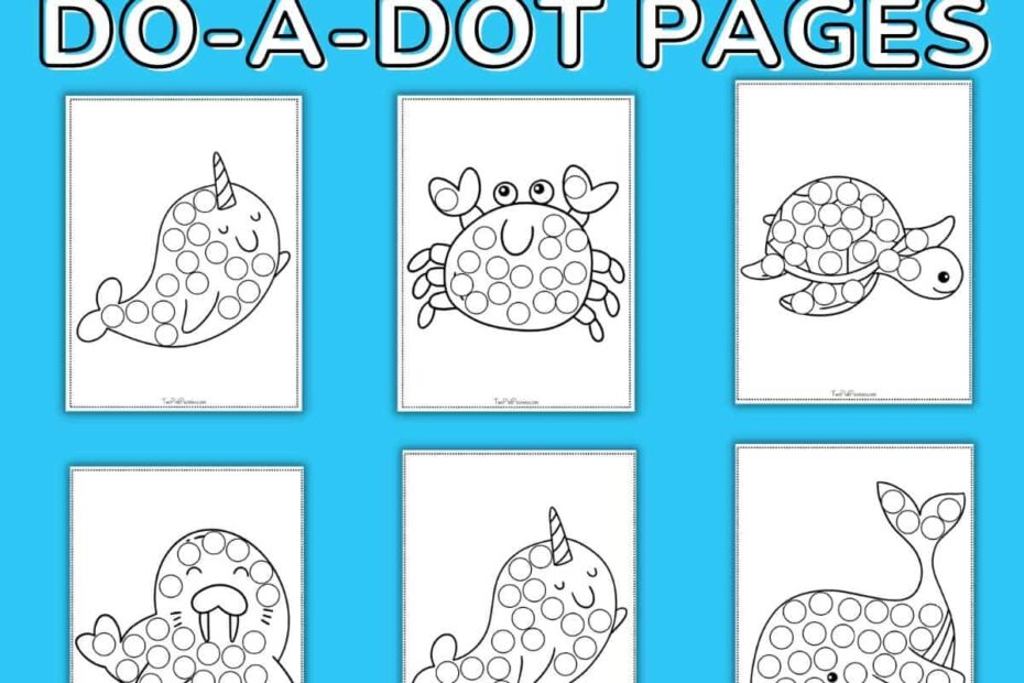 Ocean Dot Marker Pages instant Download Two Pink Peonies