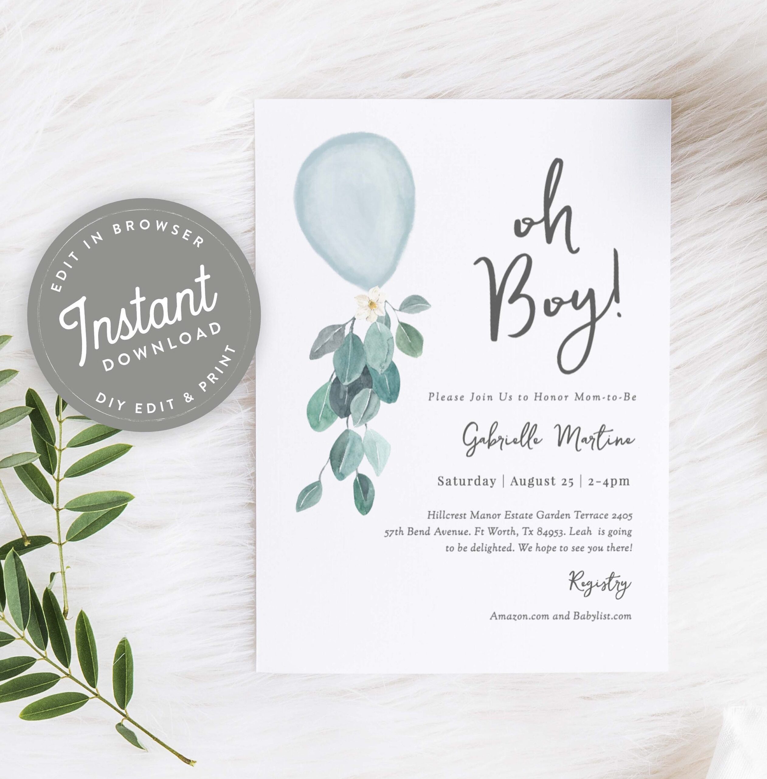 Oh Boy Baby Shower Invitation Template Balloon Boy Baby Shower 