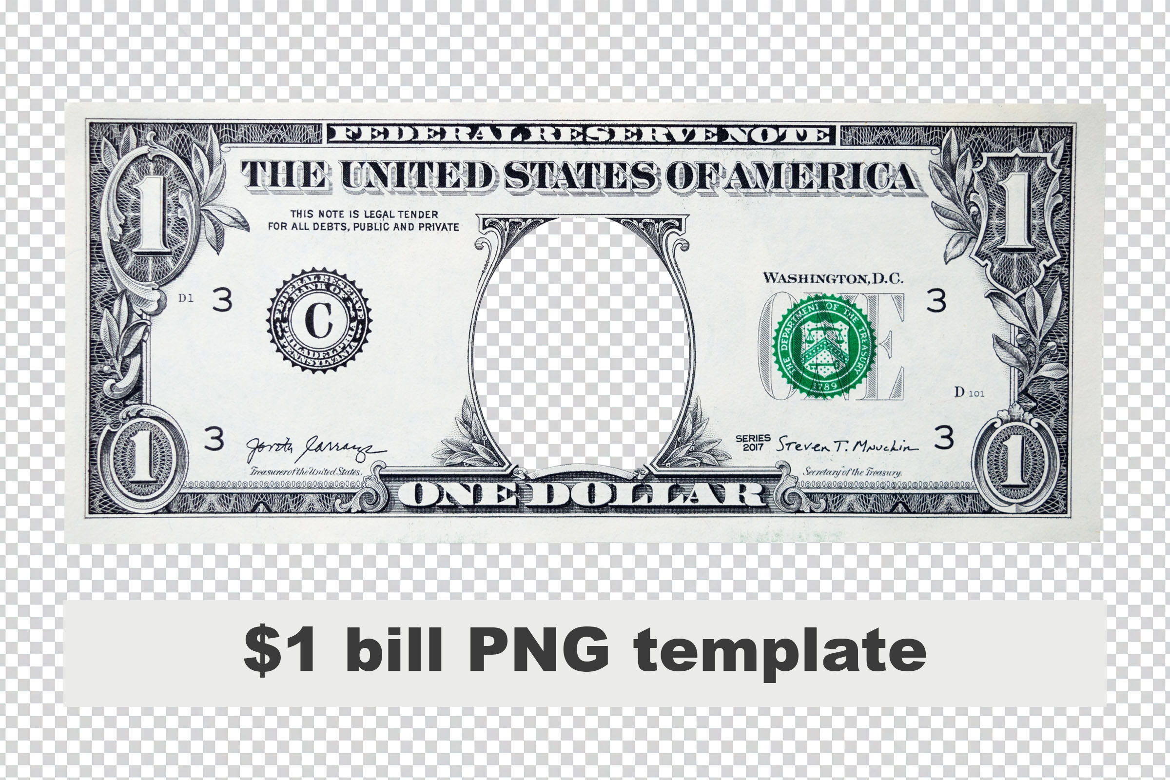 One Dollar Bill Template By North Sea Studio TheHungryJPEG