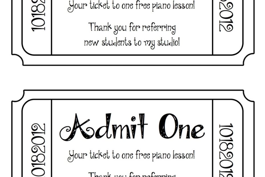 One Free Ticket Template Clip Art Library Worksheets Library