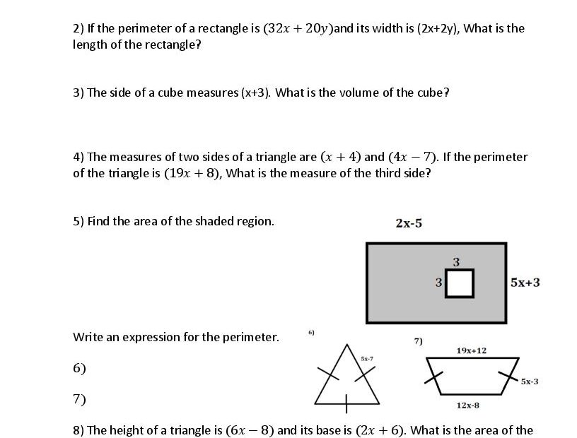 Operations With Polynomials Worksheets