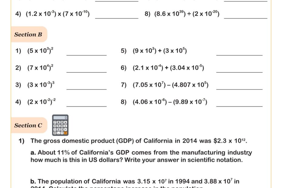 Operations With Scientific Notation A Worksheet Fun And Engaging 8th Grade PDF Worksheets
