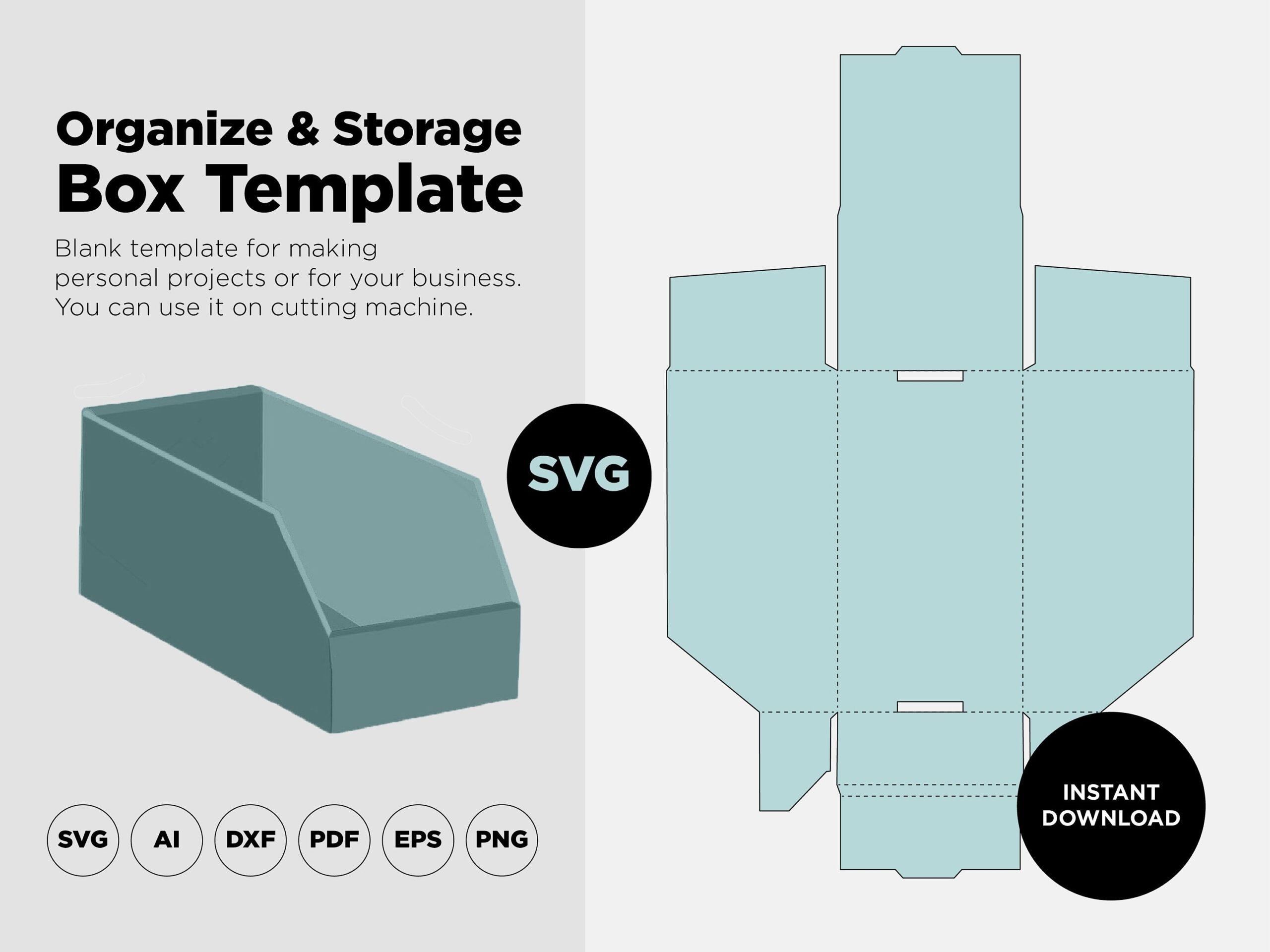 Organize Box With Svg Template Storage Box Svg Box Svg Cricut Cut Files Silhouette Cut Files Box Packaging Box SVG PDF PNG Ai Etsy