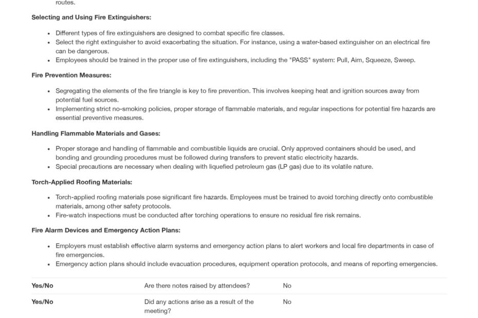 OSHA Fire Safety Toolbox Talk Download As PDF