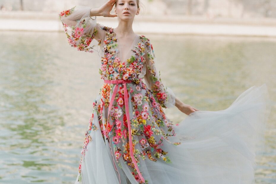 Our Favorite Wedding Dresses With A Pop Of Color Green Wedding