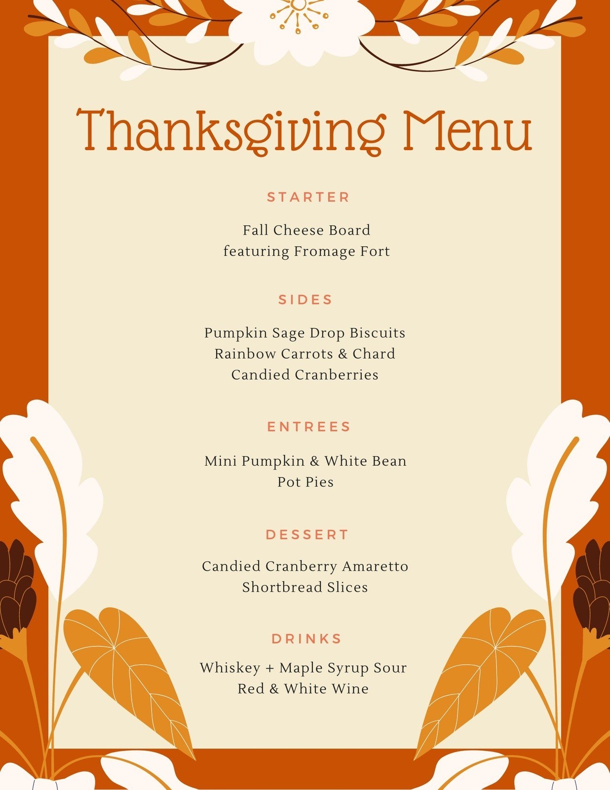printable thanksgiving menu template free