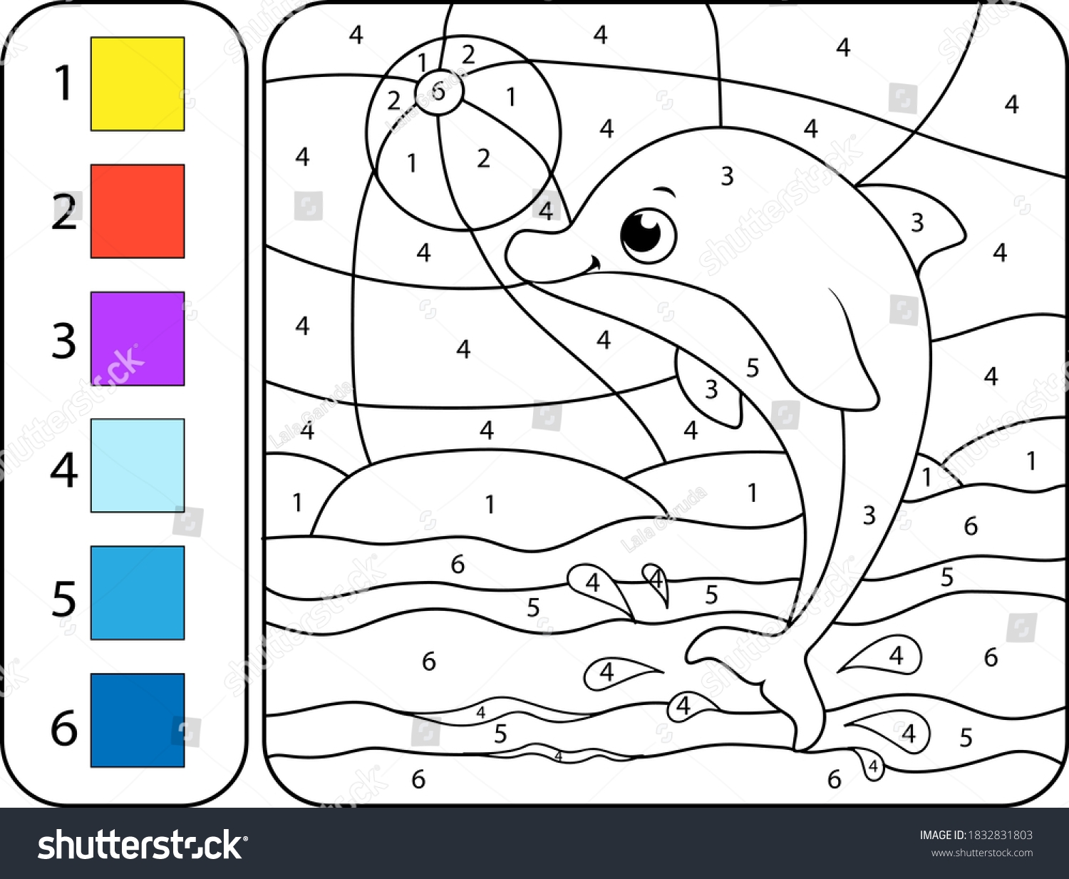 Paint Color Dolphin By Addition Subtraction Stock Vector Royalty Free 1832831803 Shutterstock