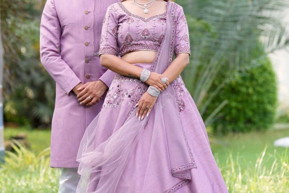 Pale Purple Wedding Wear For Couple