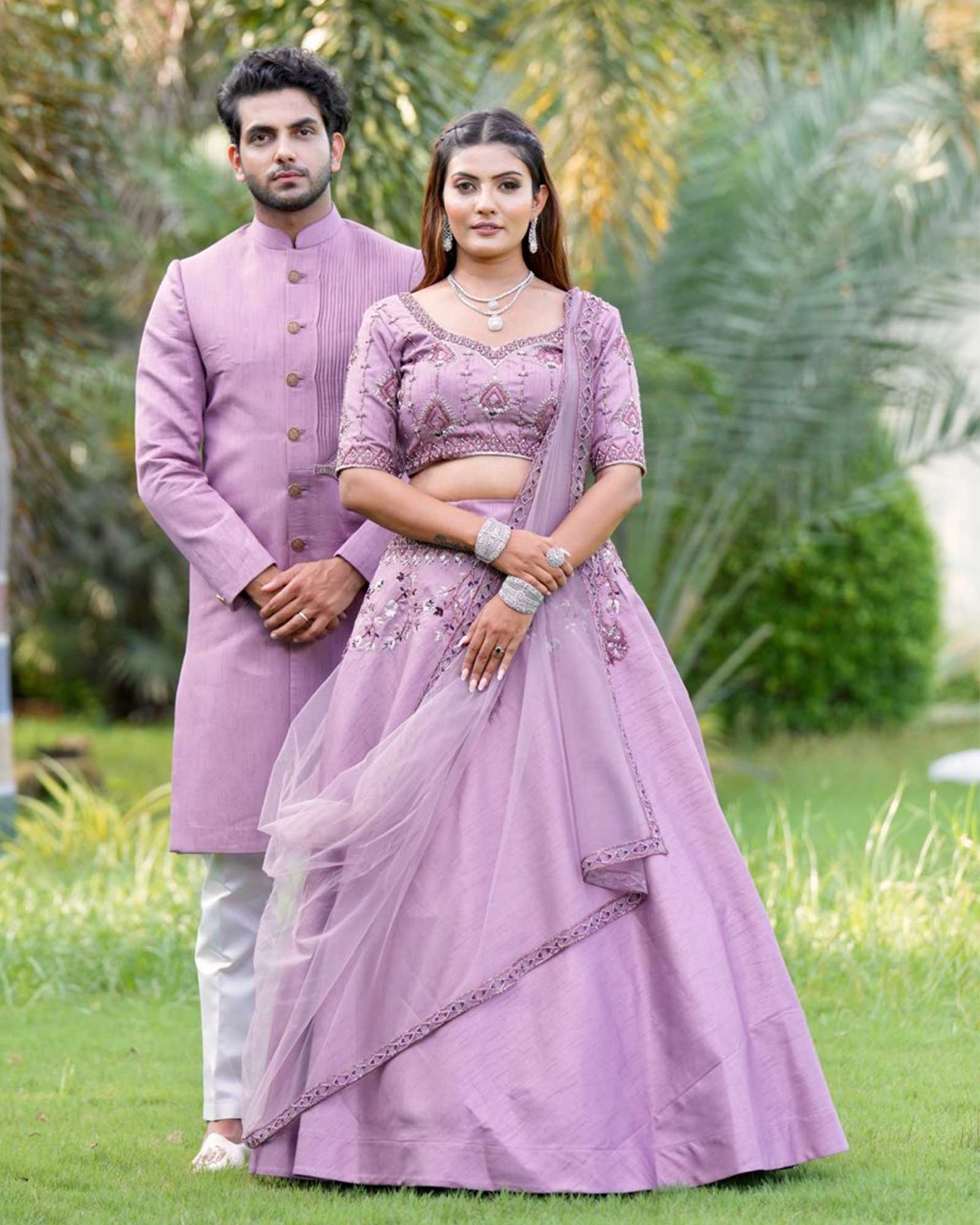 Pale Purple Wedding Wear For Couple