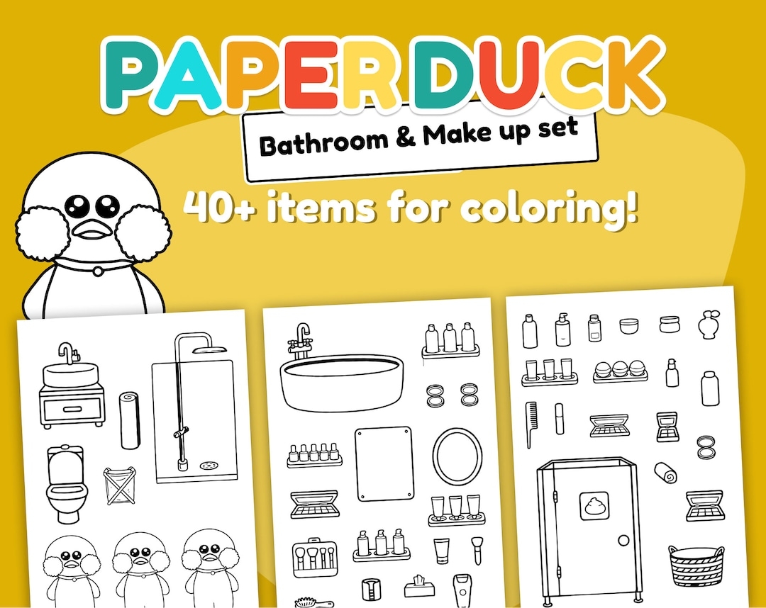Paper Duck Printable Set For Coloring Bathroom Make Up And Skin Care Bundle Ready For Instant Download And Print 40 Items Etsy
