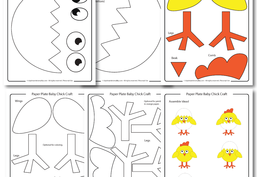 Paper Plate Baby Chick Craft Free PDF Template Daydream Into