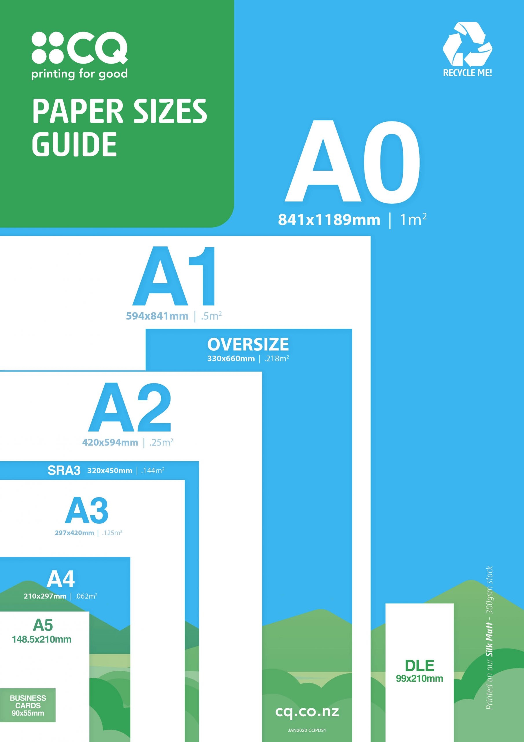 printable paper sizes chart