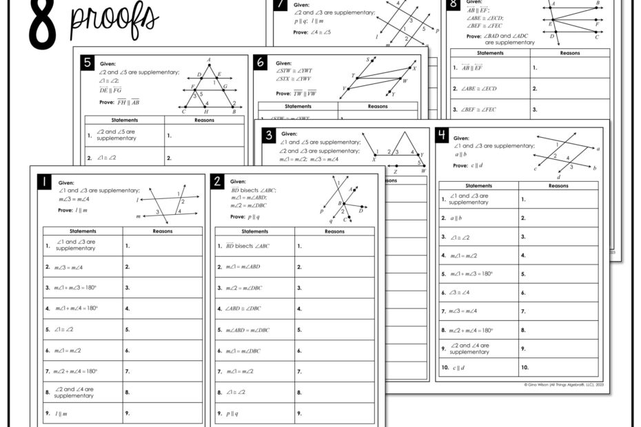 Parallel Line Proofs Peel U0026 Stick Activity All Things Algebra