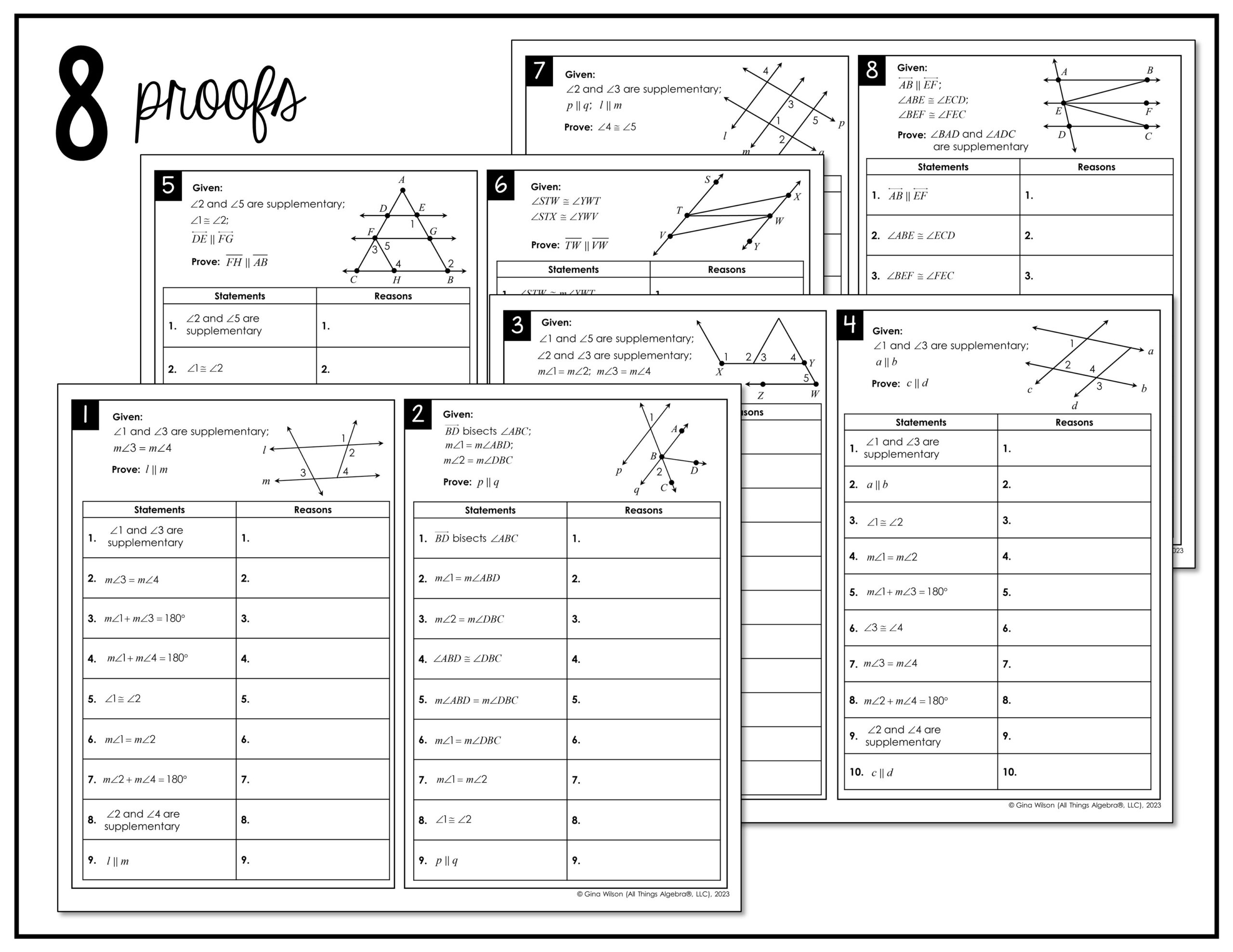 Parallel Line Proofs Peel U0026 Stick Activity All Things Algebra 
