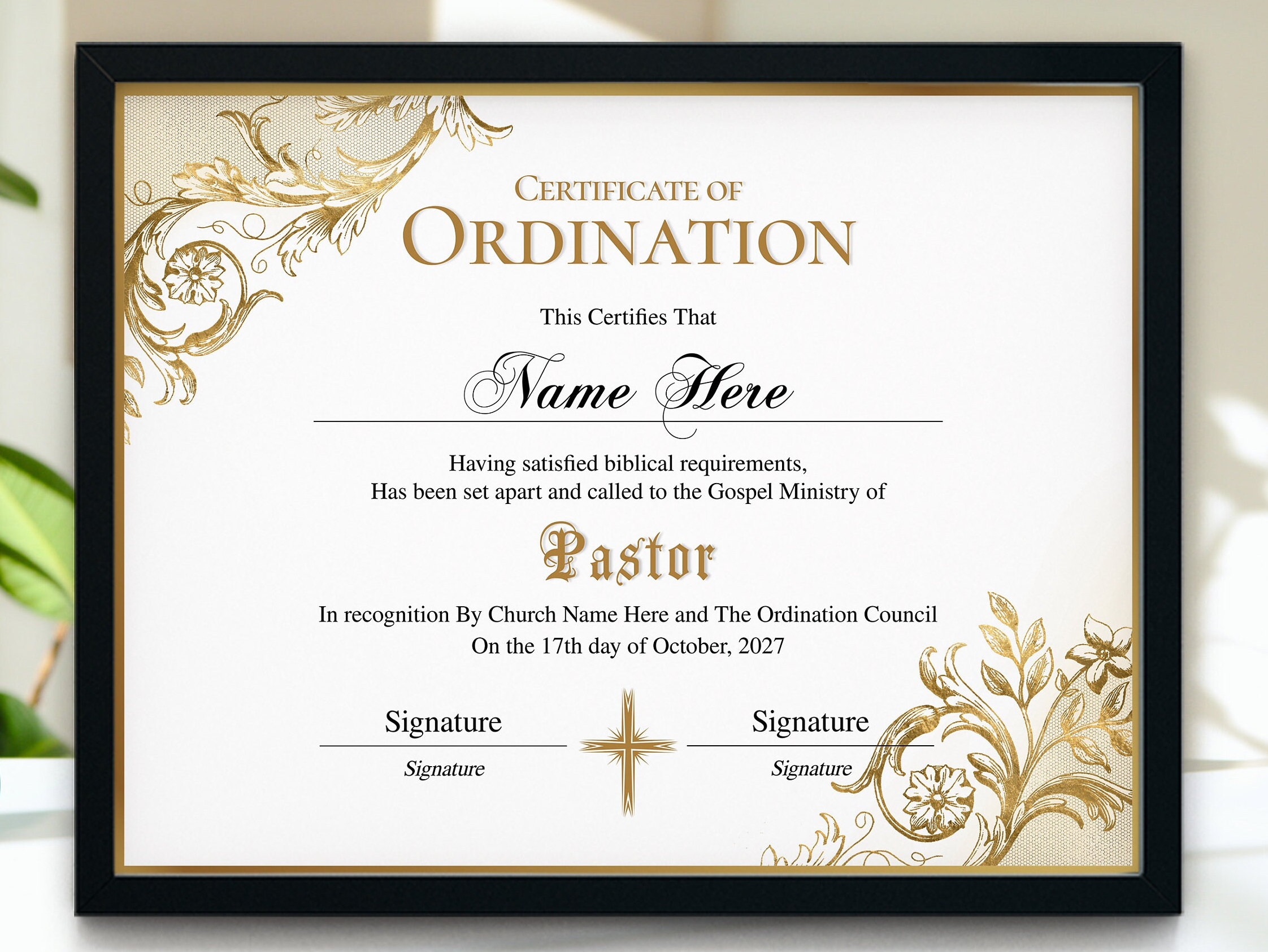 printable pastor ordination certificate template