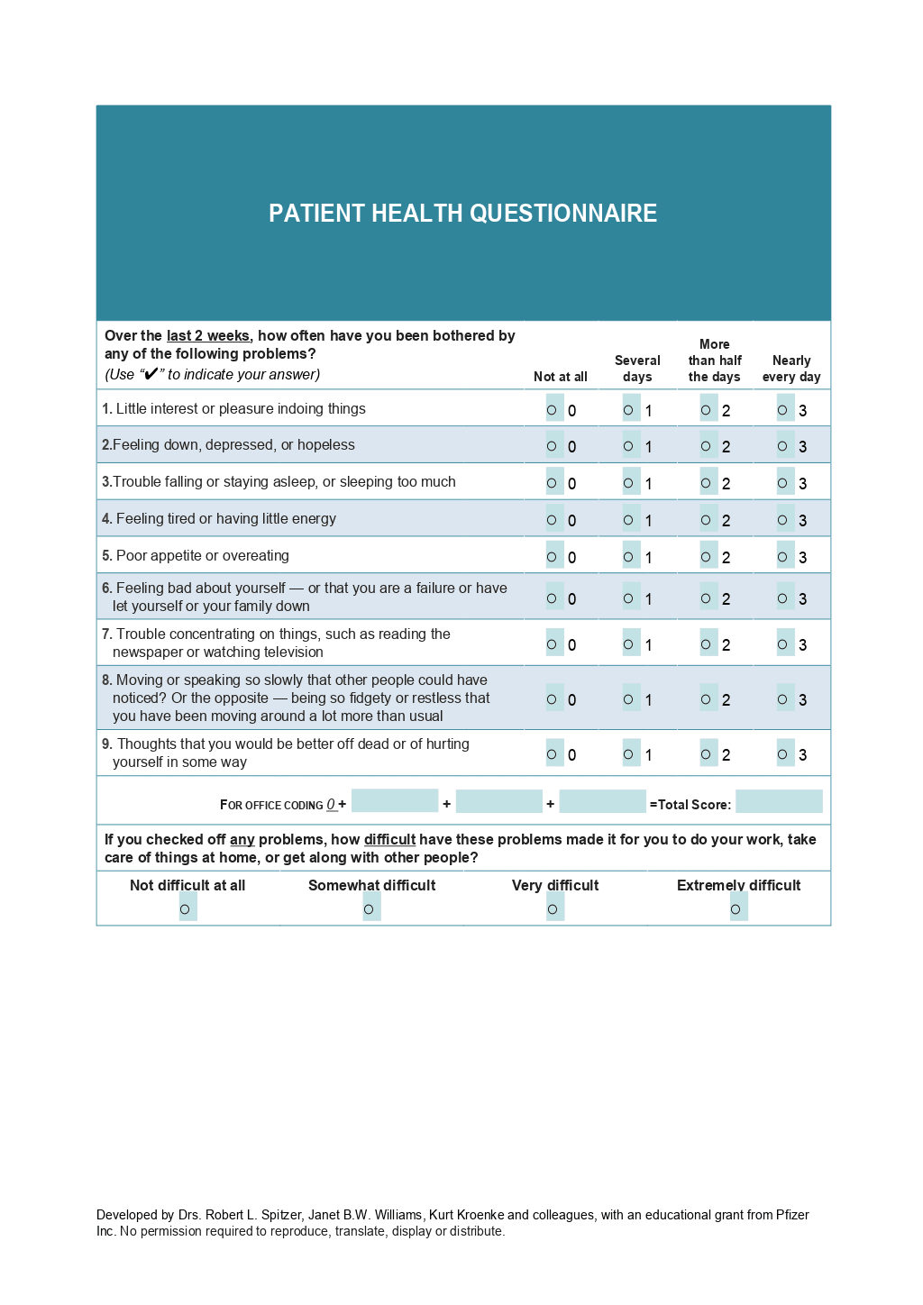 phq 9 printable