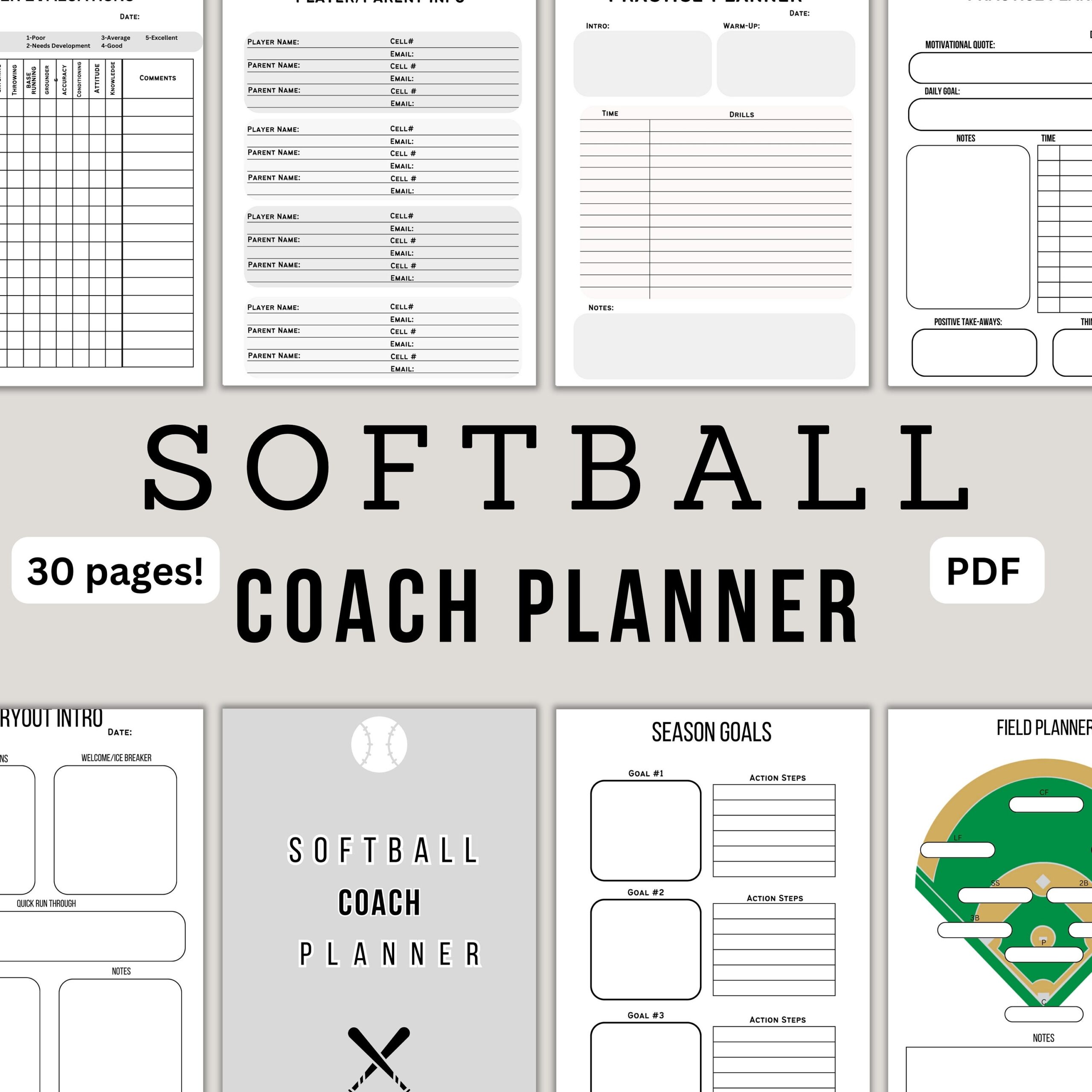 PDF Softball Coach Planner Softball Planner Softball Practice Planner Softball Game Planner Softball Coach Binder Etsy Israel