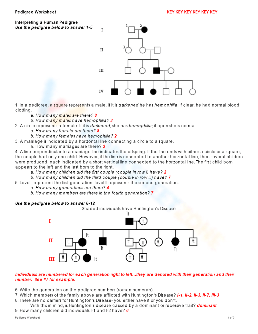 Pedigree Worksheet Answers Worksheetzone Worksheets Library